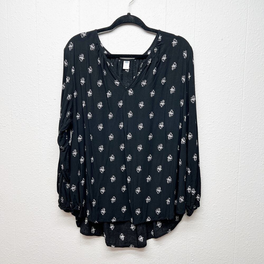 Old Navy Floral Puff Sleeve Top Womens XXL Lightweight Bohemian Contemporary
